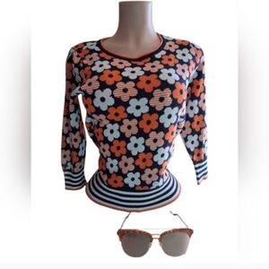 Joseph A Floral Knit Sweater